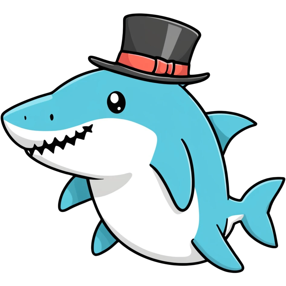 Shark with a top hat emoji