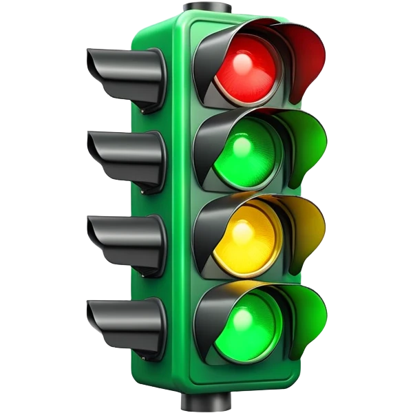 green traffic light stoplight with illuminated green light emoji