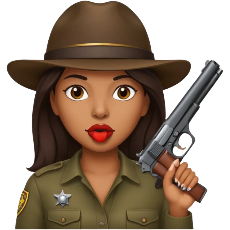 latina with gun in mouth emoji