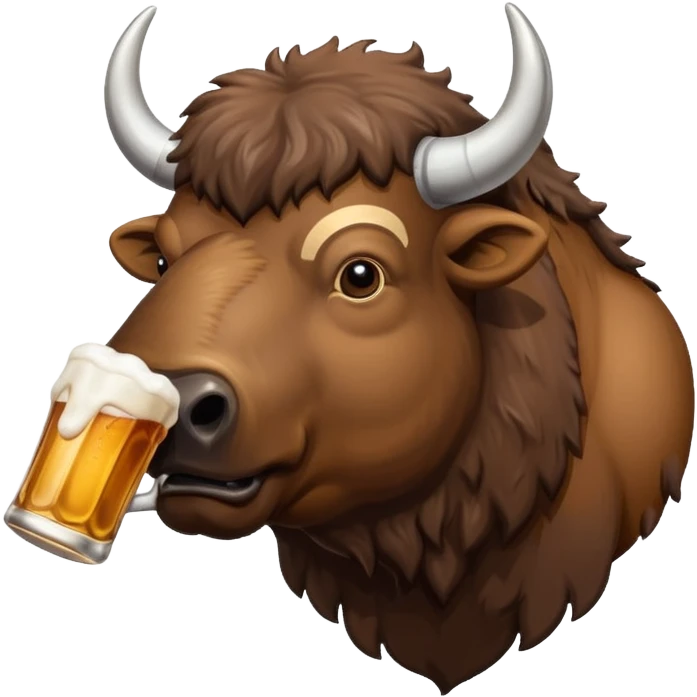 Een bizon die heel veel bier drinkt emoji