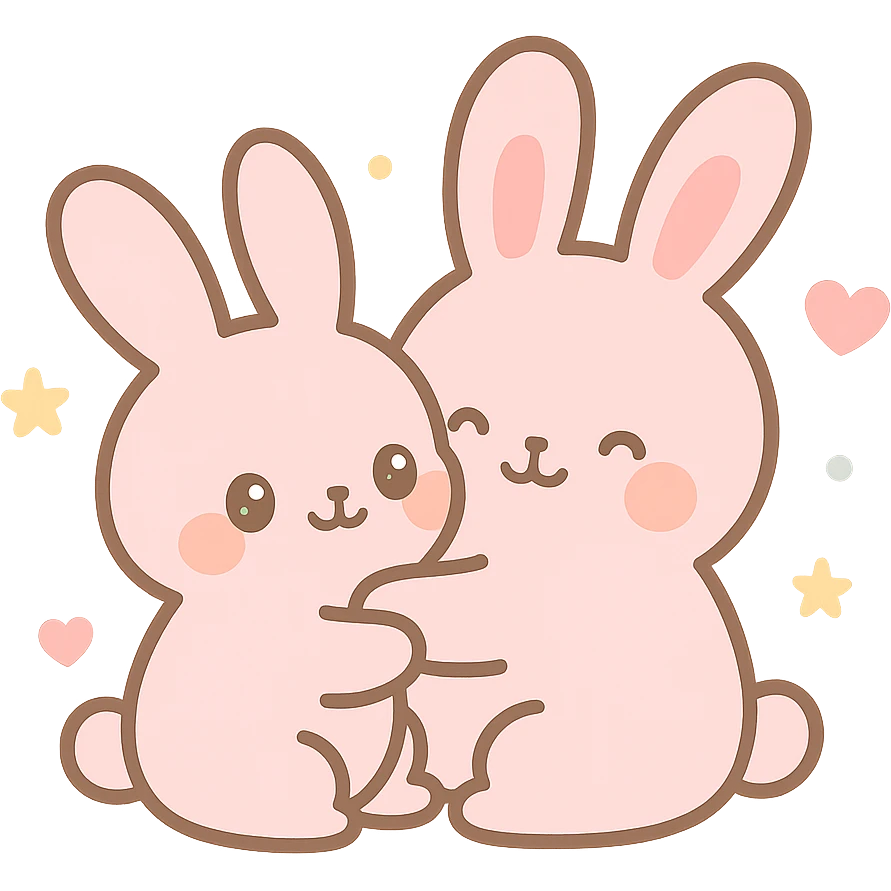pink bunnies snuggling  emoji