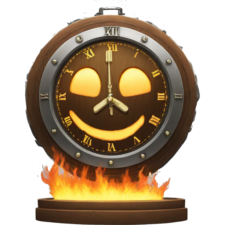 big clock made of fire emoji