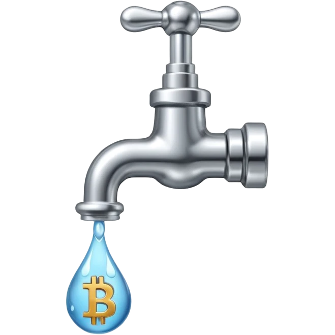 hazme una canilla y que las gotas de agua sean bitcoins emoji