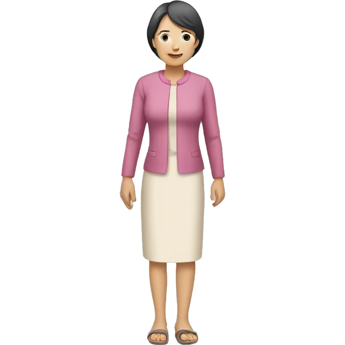middle age asian lady holding a hand with a kid emoji