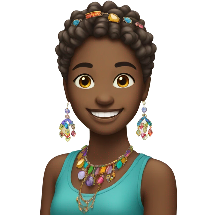 smiling girl with jewelry portrait emoji
