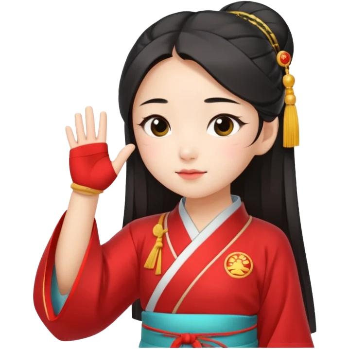 cute and sexy chinese girl in hanfu, paying respect by "salute" gesture, using right hand next to forehead emoji