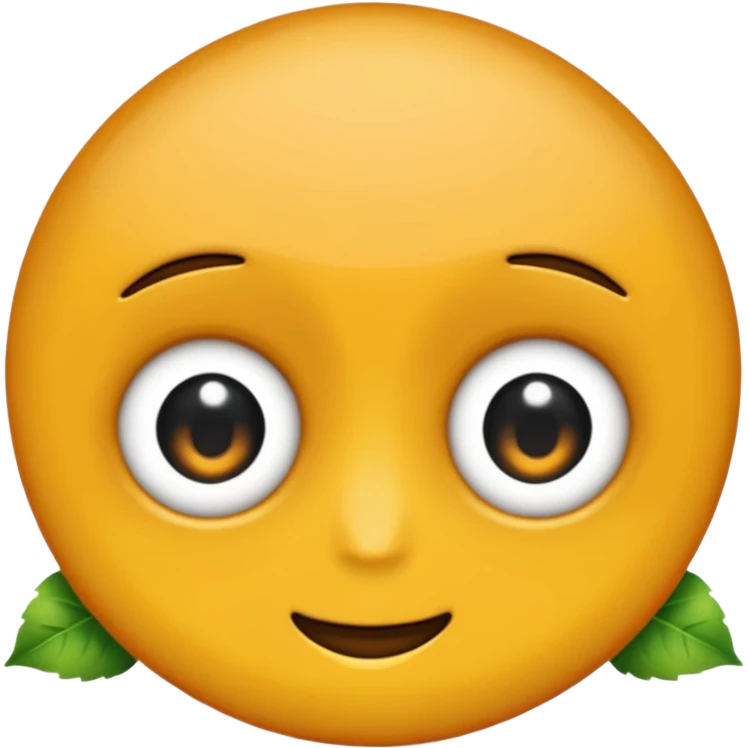 emoji, feuille d'érable couleur vermeille, deux yeux ronds noirs brillants emoji
