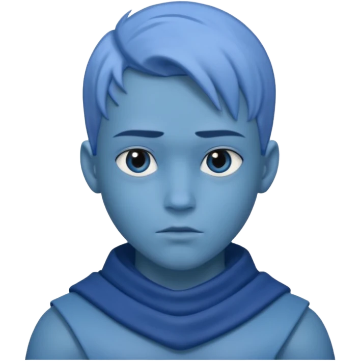 blue-themed emoji of a boy with a sigma male vibe, confident and mysterious look emoji