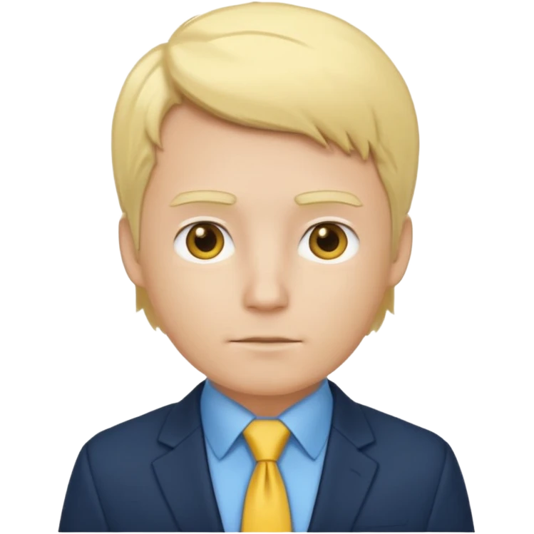 consulting man with hand with white skin and blonde hair with blue shirt and yellow tie and black blazer emoji