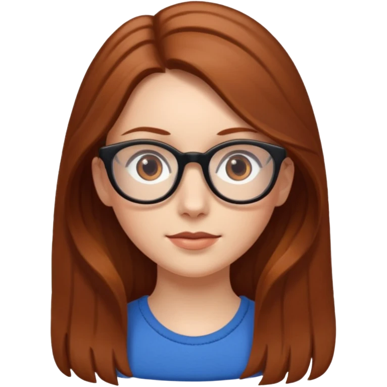 White girl with long chestnut hair and brown eye glasses  emoji