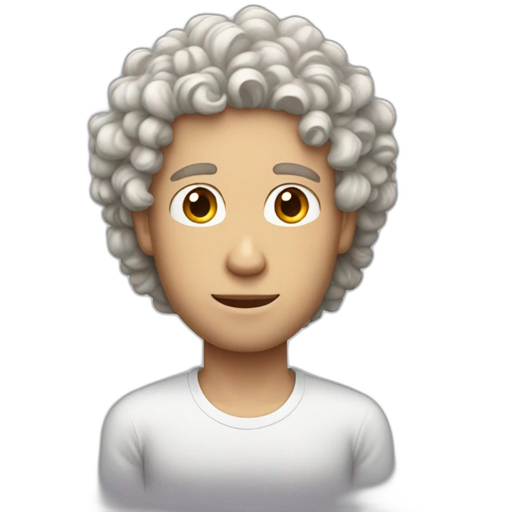 white guy with curly hair only on top emoji