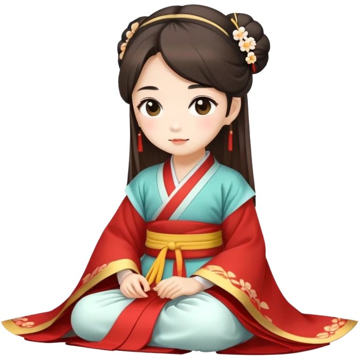 Beautiful girl in Hanfu sitting on the ground emoji