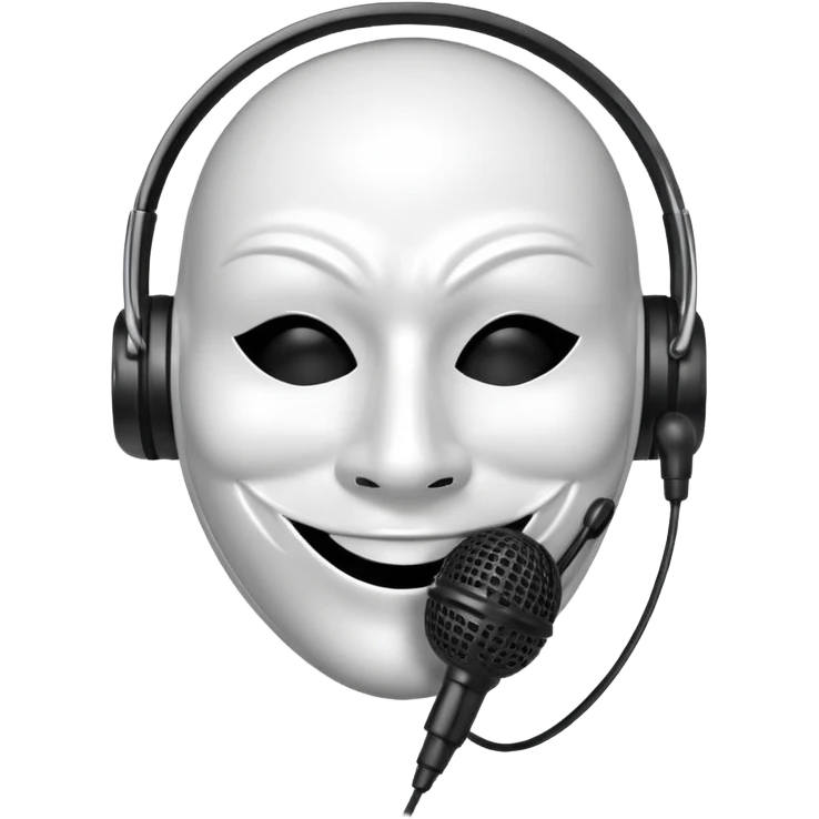 smiling mask with a microphone emoji