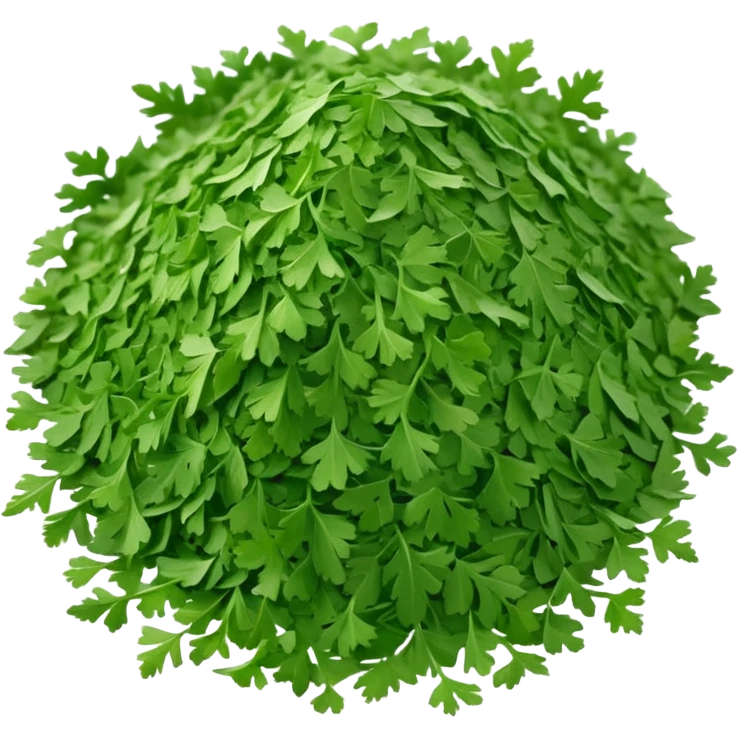 loose scatter of finely chopped dried parsley leaves with flat jagged shapes and soft matte texture, color ranges from bright to muted green, slight curl and crispness suggesting freshness preserved, no jar spoon or extras, just the herb, soft lighting, subtle shadows, emoji scale emoji
