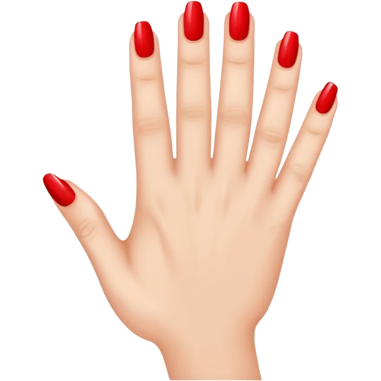 close-up of fingers with glossy bright red nail polish emoji