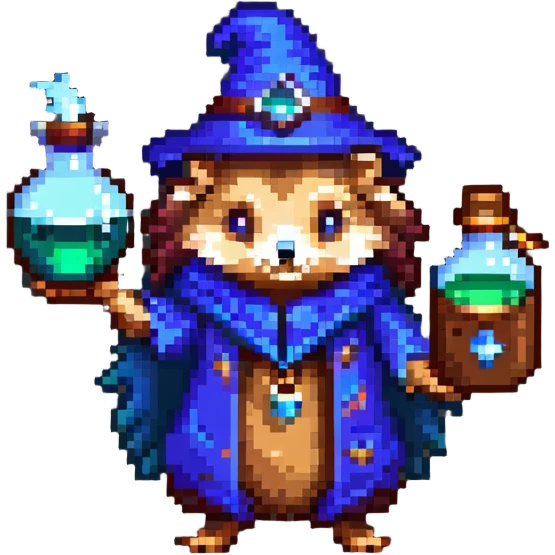 hedgehog wizard with potion bottle emoji
