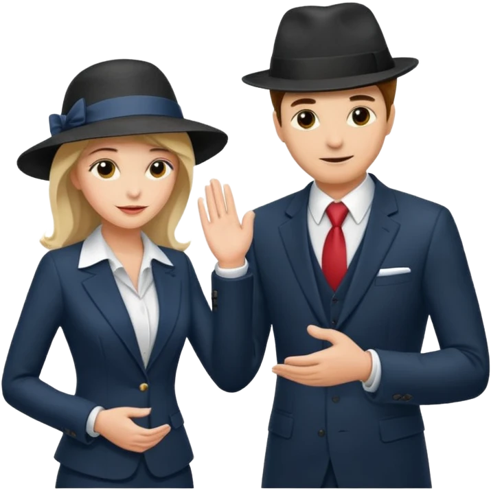 man in suit tipping a woman's hat emoji