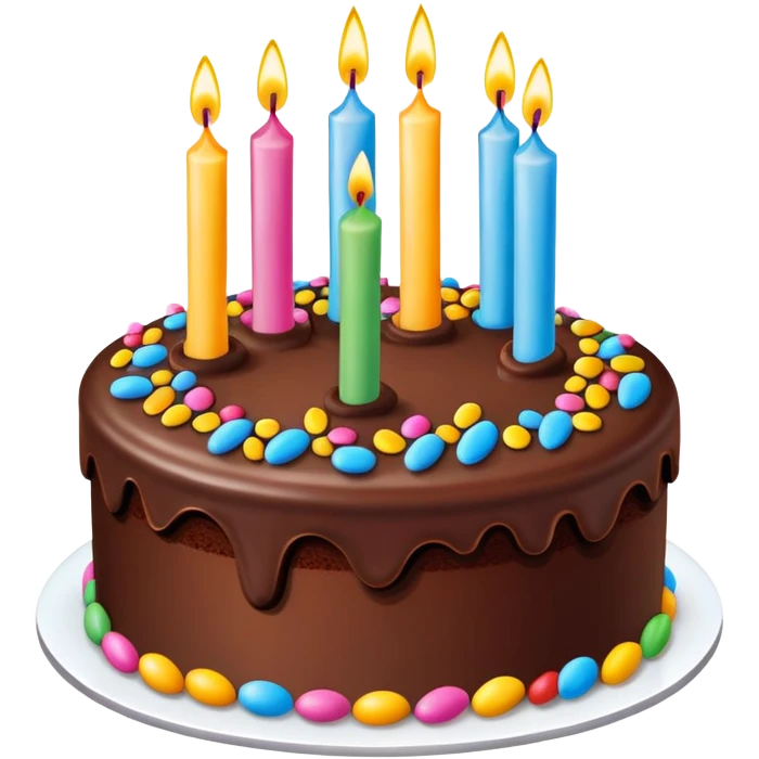 birthday cake with candles and frosting emoji