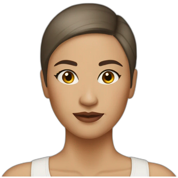 30 year old woman shaved head brown hair olive skin make up  emoji