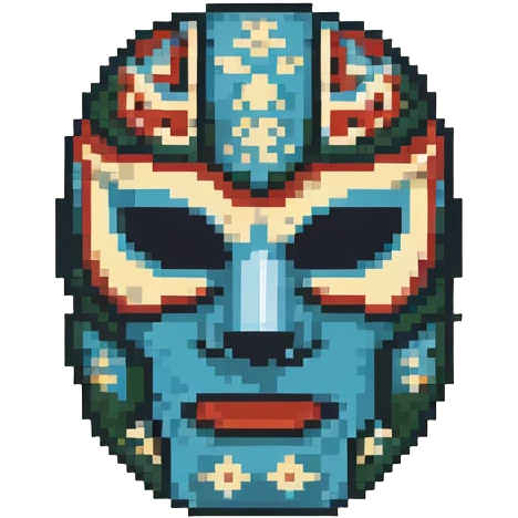 forest green, cream, and Carolina blue luchador mask emoji