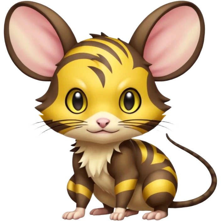 anime-style cute chibi Electric-elemental-type colorful dark-brown jerboa-Pokémon-Fakémon-creature with yellow zig-zag-stripes emoji