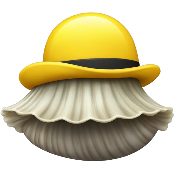 A clam wearing a yellow top hat emoji