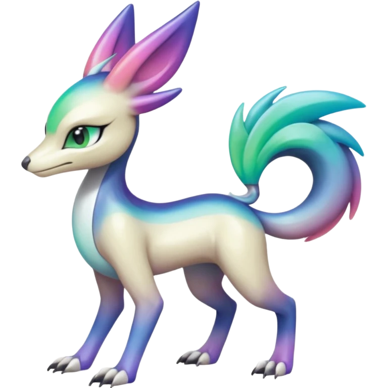 Colorful gradients-colored Meloetta-Sergal-Palkia-hybrid-fusion-Fakémon-creature, full body emoji