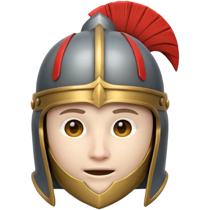 round emoji head with roman empire gray knight helmet emoji