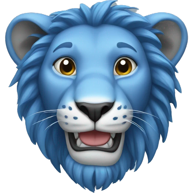 head of a blue lion smiling emoji