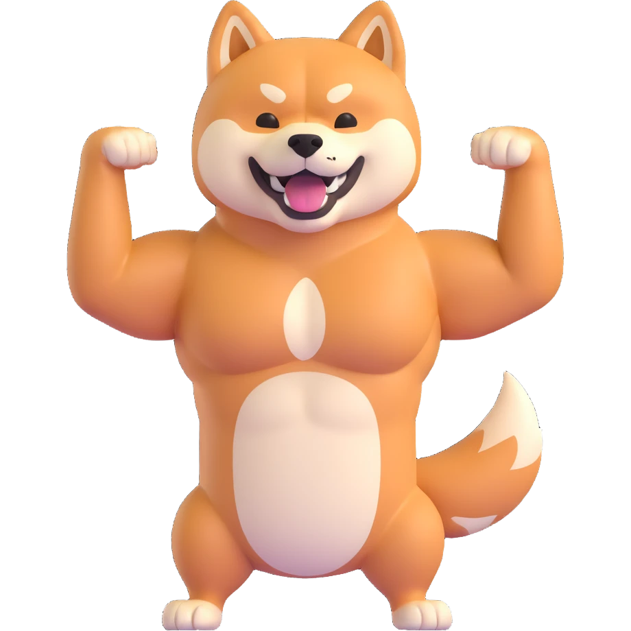 shiba inu showing muscles emoji