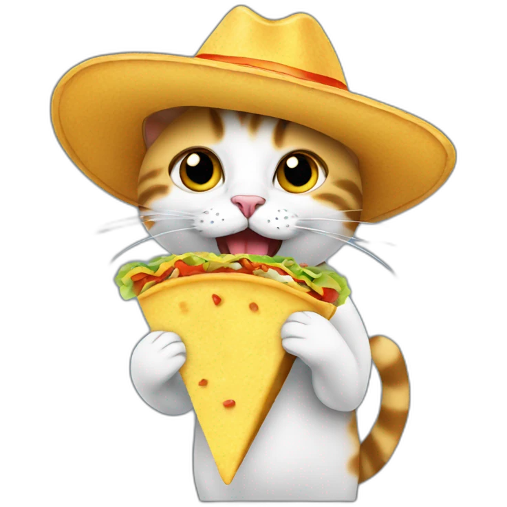 Cat eating taco with hat  emoji