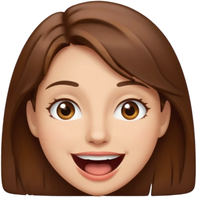 Woman brown hair with mouth open emoji