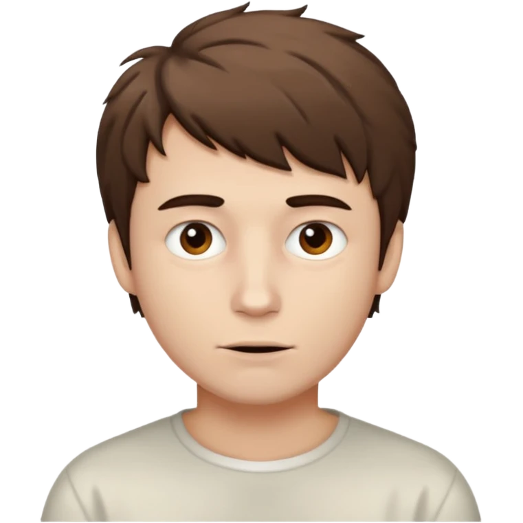 Create an emoji of a man with white skin and short brown but slightly messy hair emoji