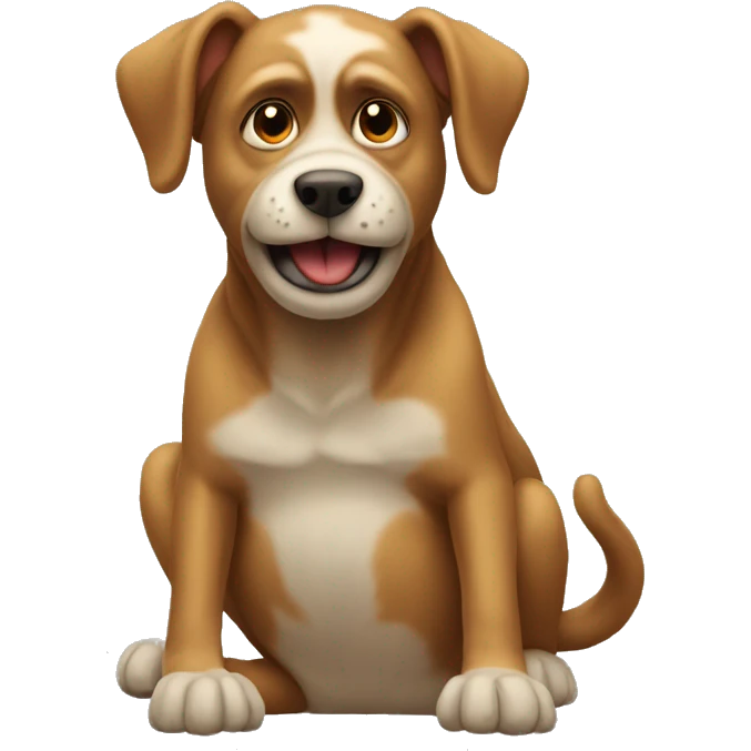 Dog looking at a monket emoji