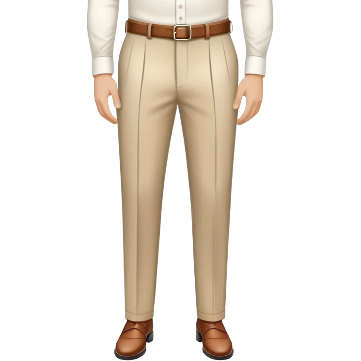 only the garment, beige dress pants with white vertical stripes, formal trousers with cuffed hem, pinstripe pattern, isolated item on white background, no model, no person emoji