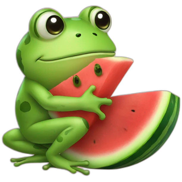 Frog hugging watermelon  emoji