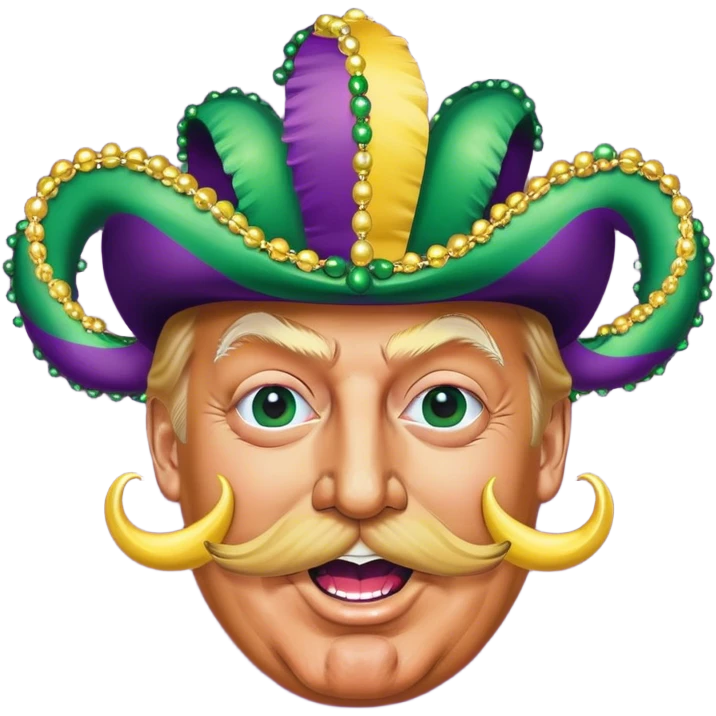 Gay Donald trump dancing at Mardi Gras with a large moustache  emoji