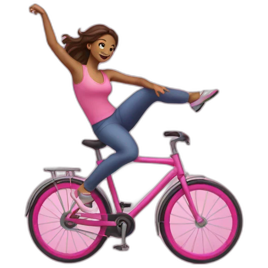 Dancing brunette in pink bicycles emoji