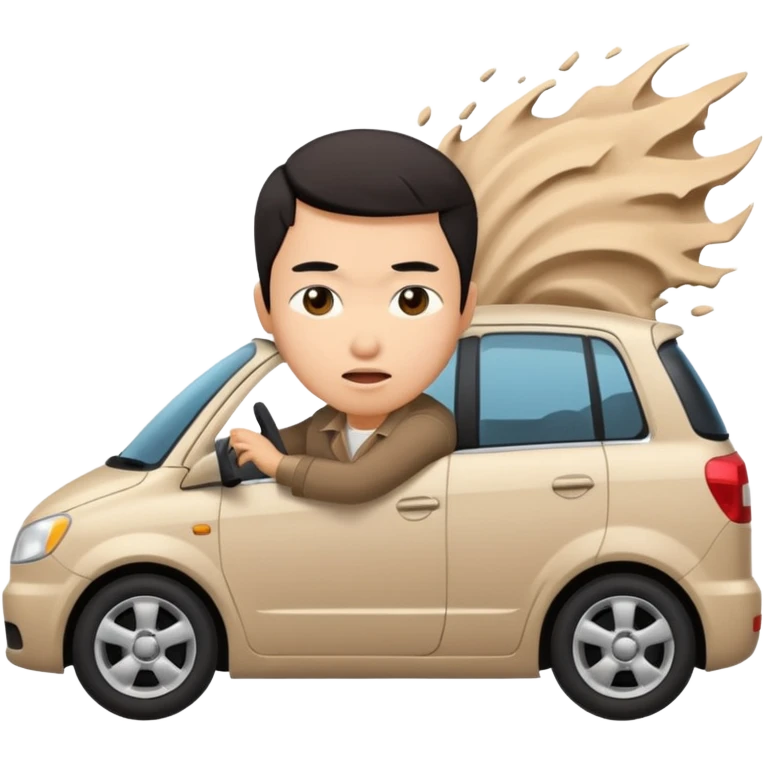Asian driver crashing car emoji