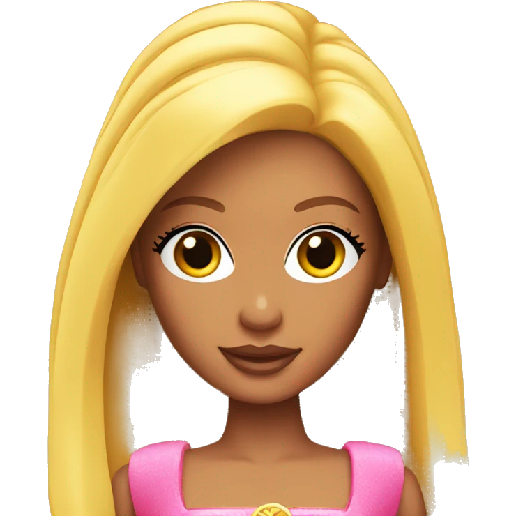 yellow skin pink barbie on computer emoji