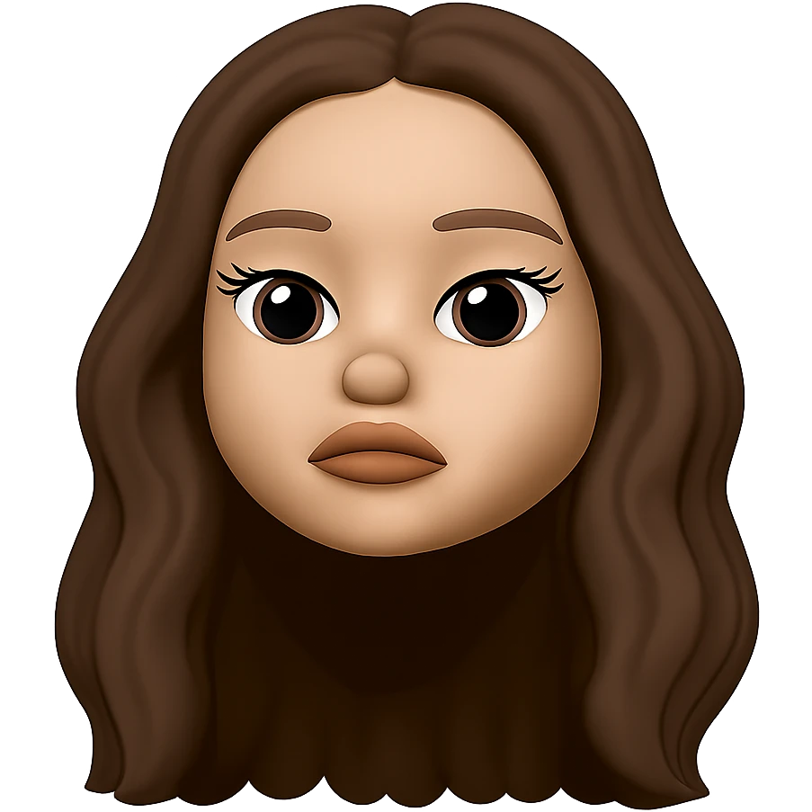 Convert this photo to a 3D emoji in Apple style, capturing the main facial features and hair, with a smooth, rounded, and expressive emoji look. Remove the background. The style should resemble Apple 3D emojis with a polished and friendly appearance. emoji