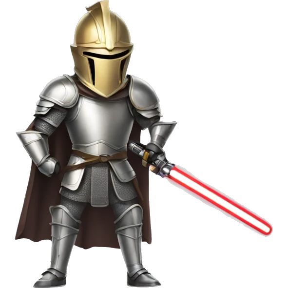 happy knight with a lightsaber saying pog emoji