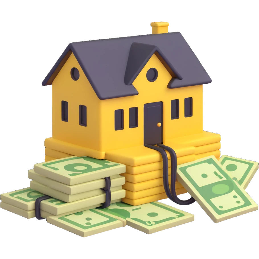 extension cable, money, and house together, fun emoji style emoji