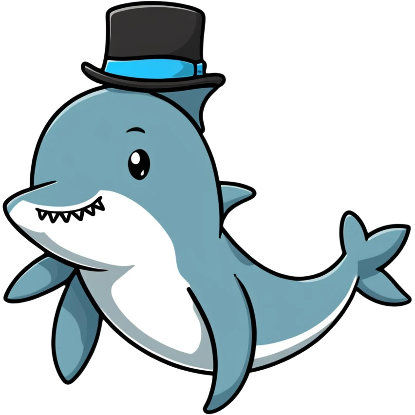 Shark with a top hat emoji