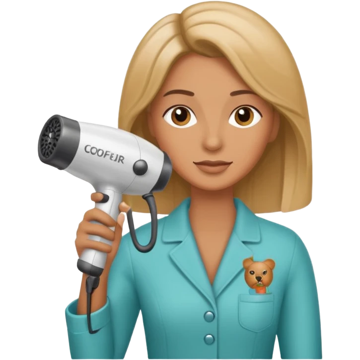 Parrucchiera con il phon in mano e la scritta coiffeur assunta emoji