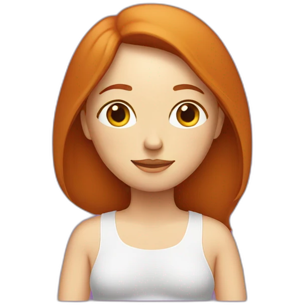 redhead white woman long medium straight hair, meditating on a violet blanket emoji
