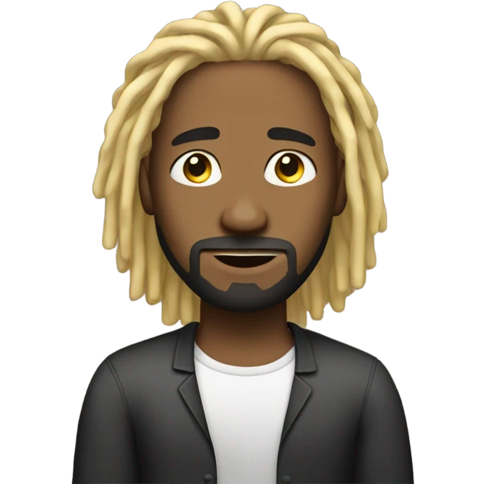 Man with facial hair and black locs with blonde tips meme emoji