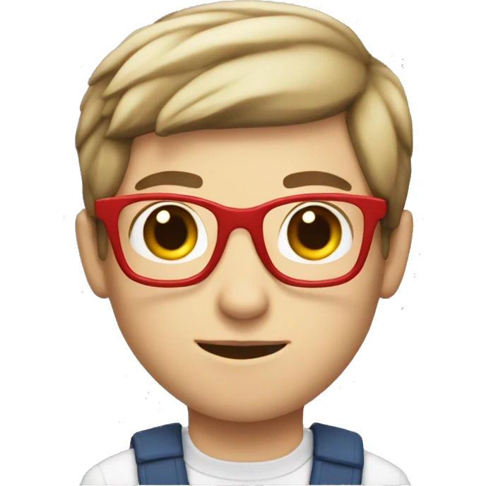 white nerd with short brown hair and big red heart emoji