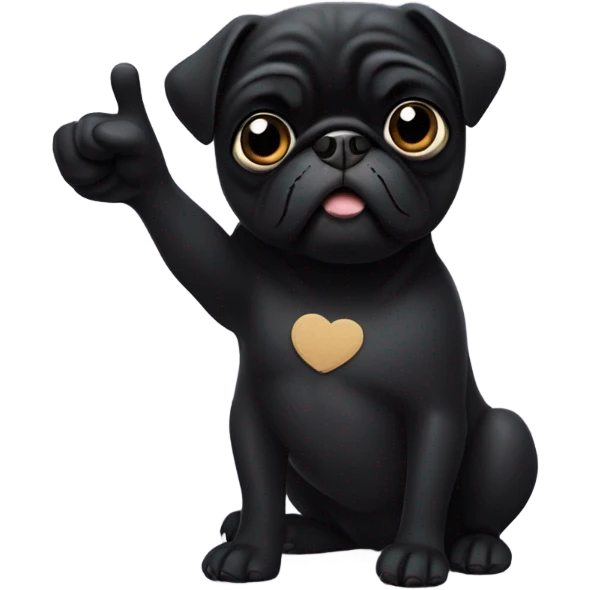 Black pug giving the thumbs down sign emoji