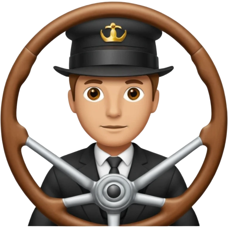 chauffeur in front of him there is a  steering wheel emoji